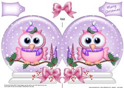 Xmas Little Hoot Snow Globe Shaped Card