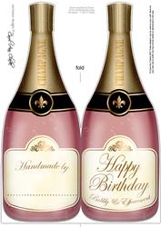 Large Dl Birthday Champagne Bottle Shaped Card