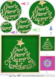 Merry Christmas Tree Circle Pyramage Topper