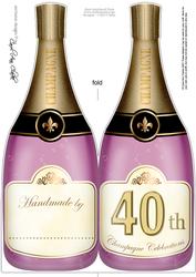 Large Dl 40th Champagne Bottle Shaped Card