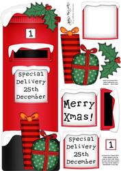 Large Dl Xmas Presents Postbox 3D Decoupage