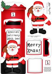 Large Dl Xmas Santa Postbox 3D Decoupage