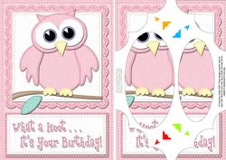 A5 What a Hoot Owl Birthday Scallop Corners and Pyramage