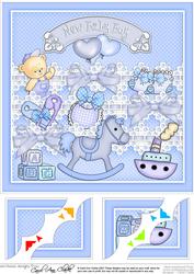 8 x 8 New Baby Boy Scalloped Corner Topper
