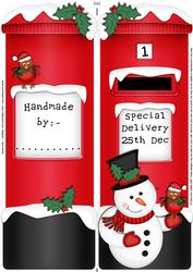 Large Dl Xmas Snowman Postbox Shaped Card