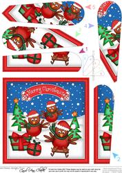 Xmas Robins Fan Pyramage Topper