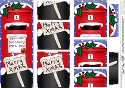 Xmas Robins Postbox Dl Side Stacker Topper