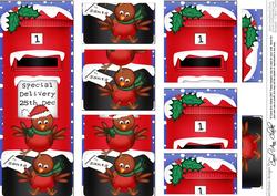 Xmas Robin Postbox Dl Side Stacker Topper