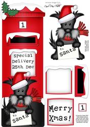 Large Dl Xmas Hamish Scottie Dog Postbox 3D Decoupage