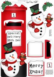 Large Dl Xmas Snowman Postbox 3D Decoupage