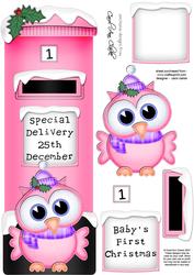 Large Dl Xmas Little Hoot Postbox 3D Decoupage