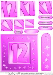 12th Bright Metallic Age Quick Card with Twisted Pyramage