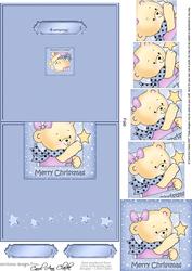 Hunney Bear Rosie has a Christmas Star - No-Hole Easy Over the Edge Card & Spiral Pyramid Topper