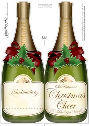 Large Dl Christmas Champagne Bottle Shaped Card