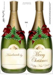 Large Dl Christmas Champagne Bottle Shaped Card