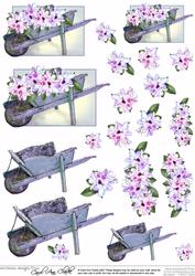 Flower Filled Wheelbarrow Decoupage