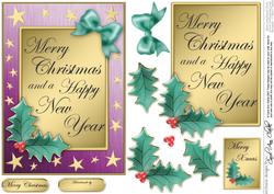 Elegant Christmas Greeting Quick Card with 3D Decoupage