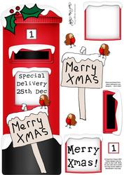 Large Dl Xmas Robins Postbox 3D Decoupage