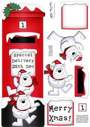 Large Dl Xmas Ben Polar Bear Postbox 3D Decoupage
