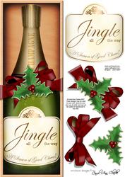 Large Dl Christmas Champers in a Box Quick Card 3D Decoupage