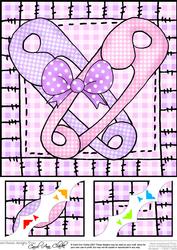 8 x 8 Baby Girl Nappy Pins Scalloped Corner Topper