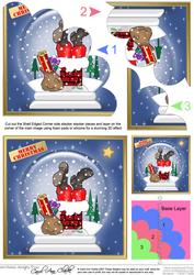 Xmas Santa Got Stuck Snowglobe Shell Edged Corner Stacker