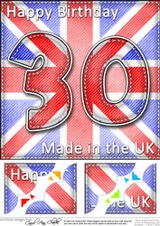 8 x 8 Flying the Flag Uk 30th Birthday Scalloped Topper