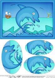 A5 Cute Dolphin Oval Pyramage Topper