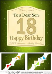8 x 8 18th Birthday Son Champagne Label Scalloped Corner Top
