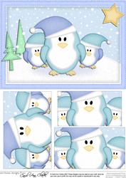 A5 Xmas Penguins Felties Pyramage Topper