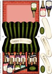 The Little Champagne Shop Shaped Card Decoupage N Greetings