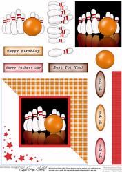 10 Pin Bowling Quick Card with Decoupage