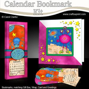 Aliens Everlasting Calendar Bookmark Gift Set N Quick Card