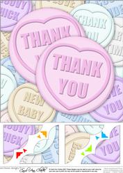 8 x 8 Thank You Sweet Heart Scalloped Corner Topper