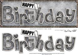 Large Dl Happy Birthday Denim Felties Quick Card N 3D Decoup