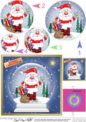 Xmas Santa Got Stuck Snowglobe Circle Pyramage Topper