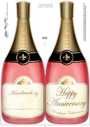 Large Dl Anniversary Champagne Bottle Shaped Card