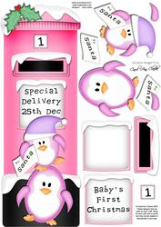 Large Dl Little Penguins Postbox 3D Decoupage