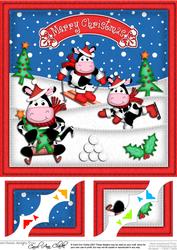 8 x 8 Xmas Milly Moo Cow Scalloped Corner Topper