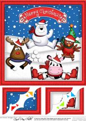 8 x 8 Xmas Festive Friends Scalloped Corner Topper