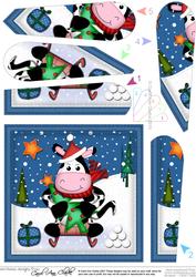 Xmas Milly Moo Cow Fan Pyramage Topper