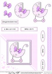 New Baby Girl Quick Card with Decoupage
