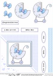 New Baby Boy Quick Card with Decoupage