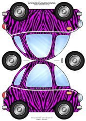 Funky Car Zebra Striped Shaped Card