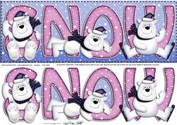 Large Dl Xmas Snow Ben Polar Bear Quick Card N 3D Decoupage