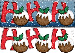 Large Dl Xmas Hohoho with Puddings Quick Card N 3D Decoupage
