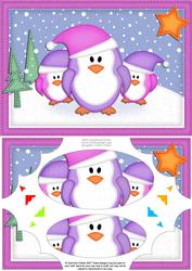 A5 Xmas Penguins Felties Scallop Corners and Pyramage