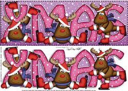 Large Dl Xmas Rudolph Quick Card with 3D Decoupage