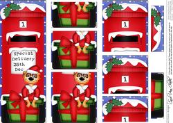 Xmas Eric the Meerkat Postbox Dl Side Stacker Topper