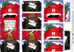 Xmas Rudolph Postbox Dl Side Stacker Topper